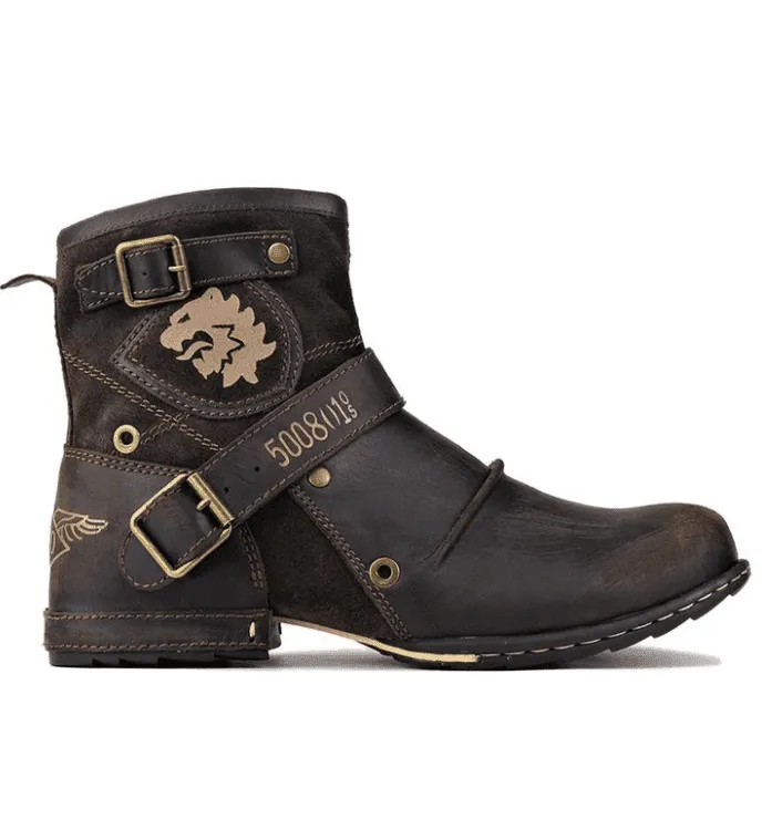 Cobra - Square Heel Leather Rock Boots for Men by The Nevermore