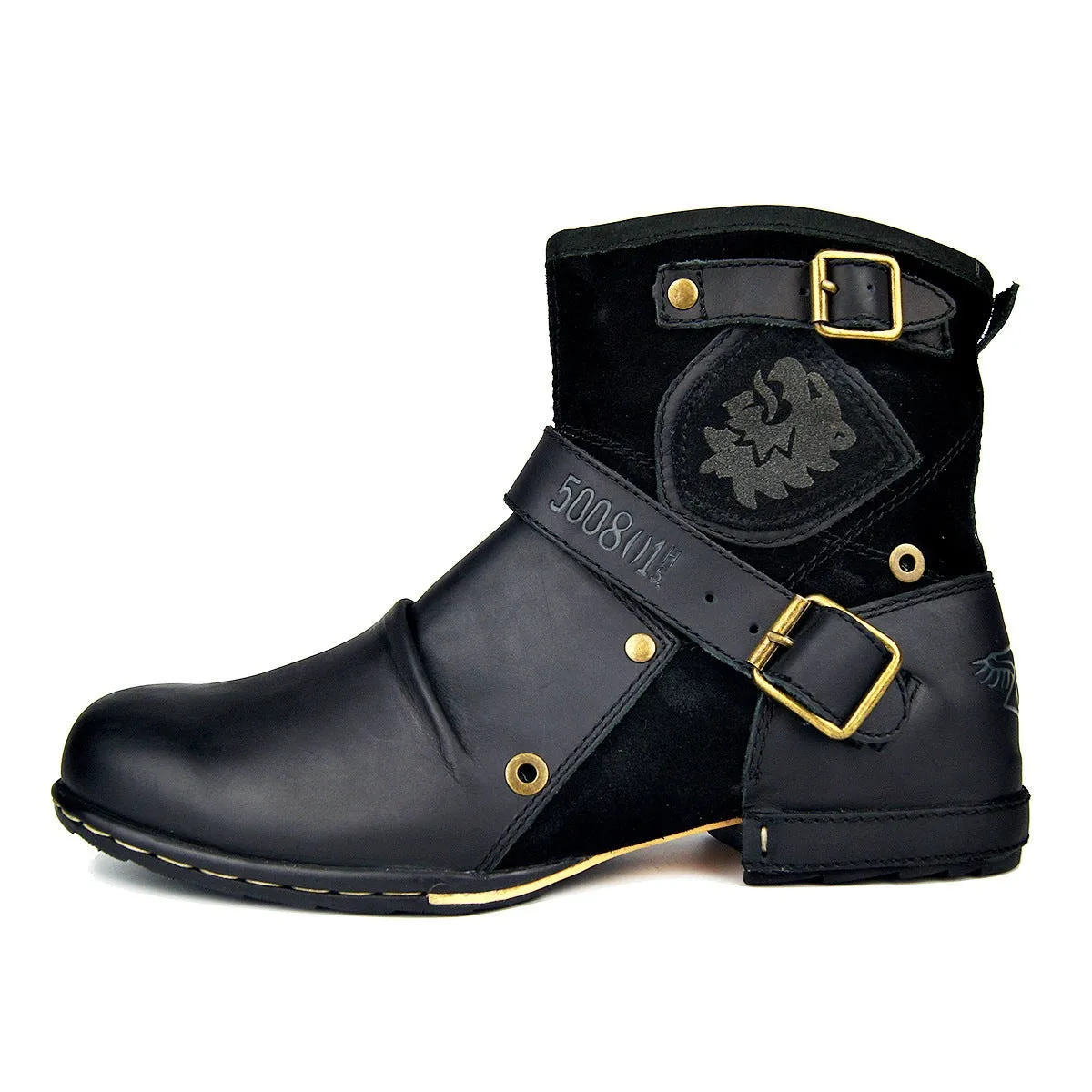 Cobra - Square Heel Leather Rock Boots for Men by The Nevermore