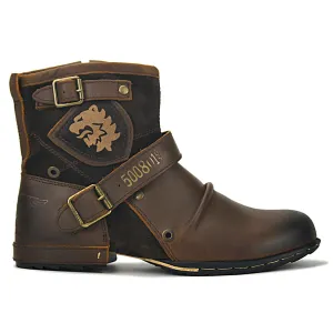 Cobra - Square Heel Leather Rock Boots for Men by The Nevermore