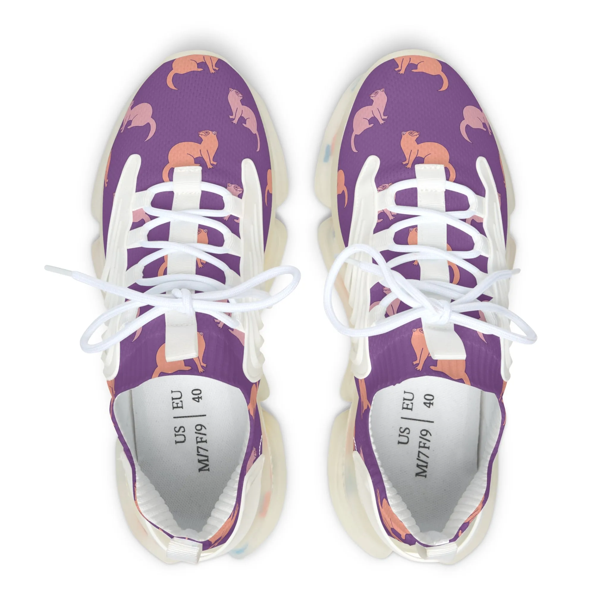 Colorful Cat Print Women's Mesh Sneakers – Stylish & Comfortable Footwear