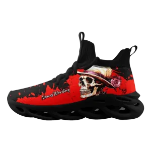 Corporate Gifts,Personalized Gothic Sneakers, Custom Skull and Floral Shoes,  Comfortbale Gym Shoes, Glow at Light Shoes
