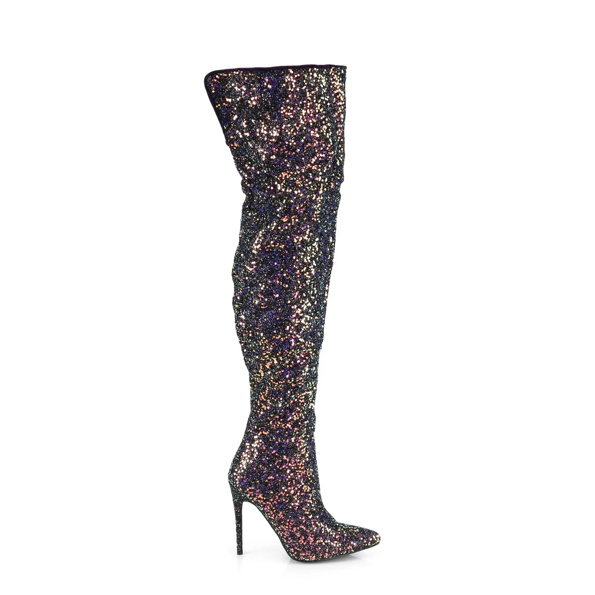 COURTLY-3015 Pleaser Black Glitter Sexy Single Sole Shoes (Fetish Footwear)