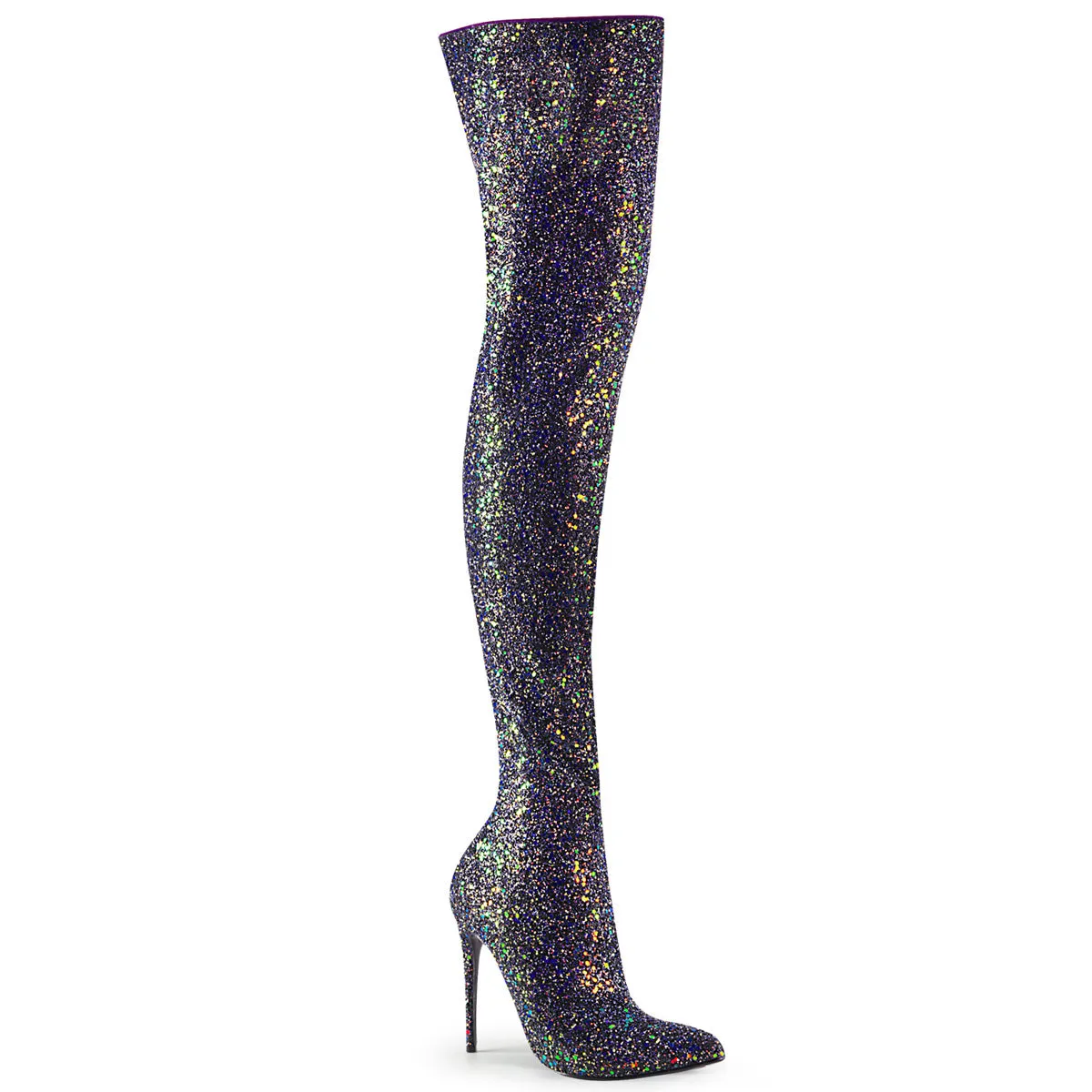 COURTLY-3015 Pleaser Black Glitter Sexy Single Sole Shoes (Fetish Footwear)