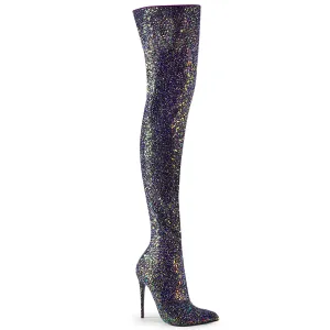 COURTLY-3015 Pleaser Black Glitter Sexy Single Sole Shoes (Fetish Footwear)