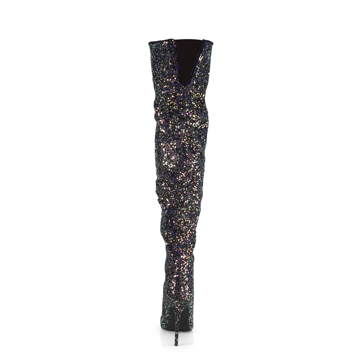 COURTLY-3015 Pleaser Black Glitter Sexy Single Sole Shoes (Fetish Footwear)