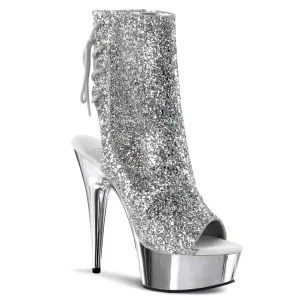 DELIGHT-1018G Pleaser Silver Glitter Sexy Platform Shoes (Pole Dancing Heels)