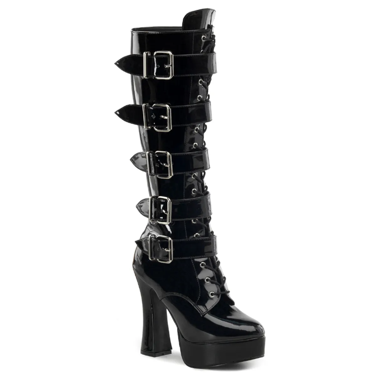 ELECTRA-2042 Pleaser Black Patent Sexy Platform Shoes (Pole Dancing Heels)