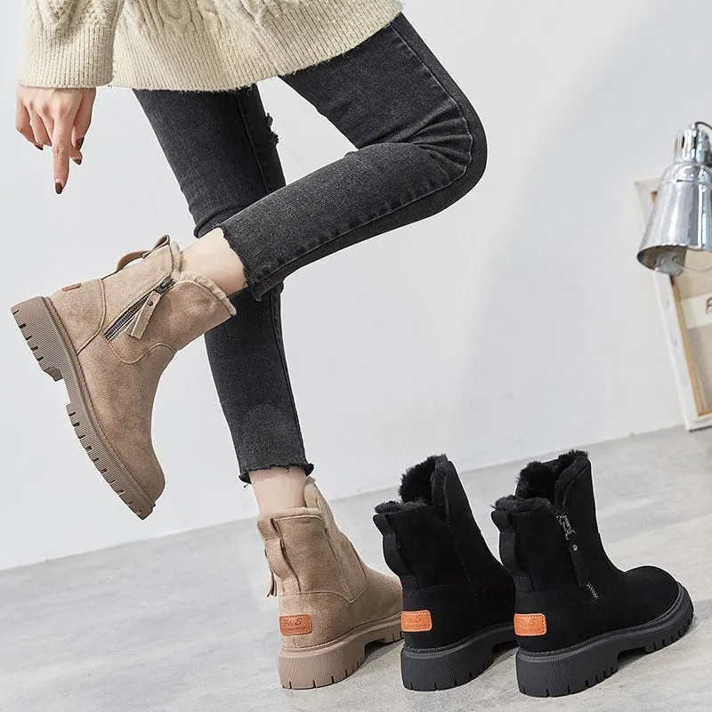 Elma | Chic Winter Warm Suede Ankle Boots with Plush Lining - Cozy & Stylish Footwear
