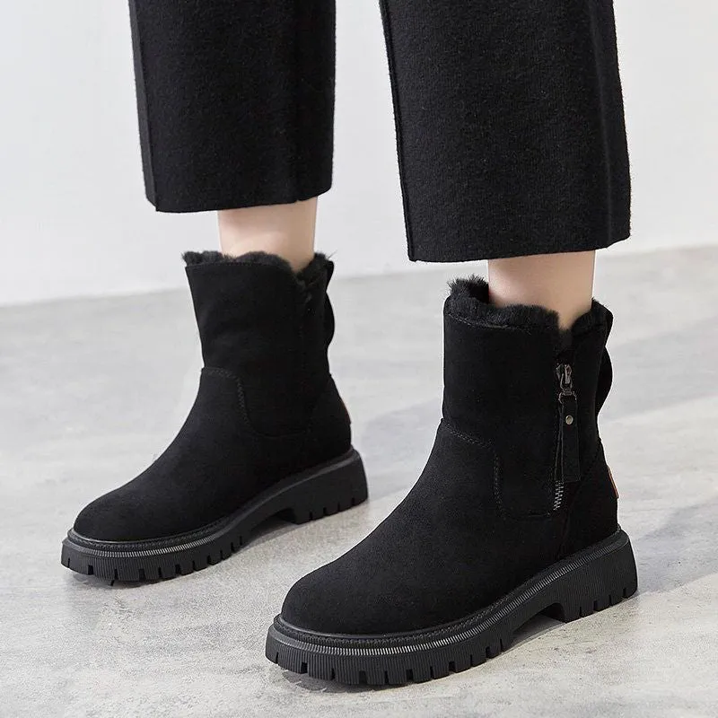 Elma | Chic Winter Warm Suede Ankle Boots with Plush Lining - Cozy & Stylish Footwear