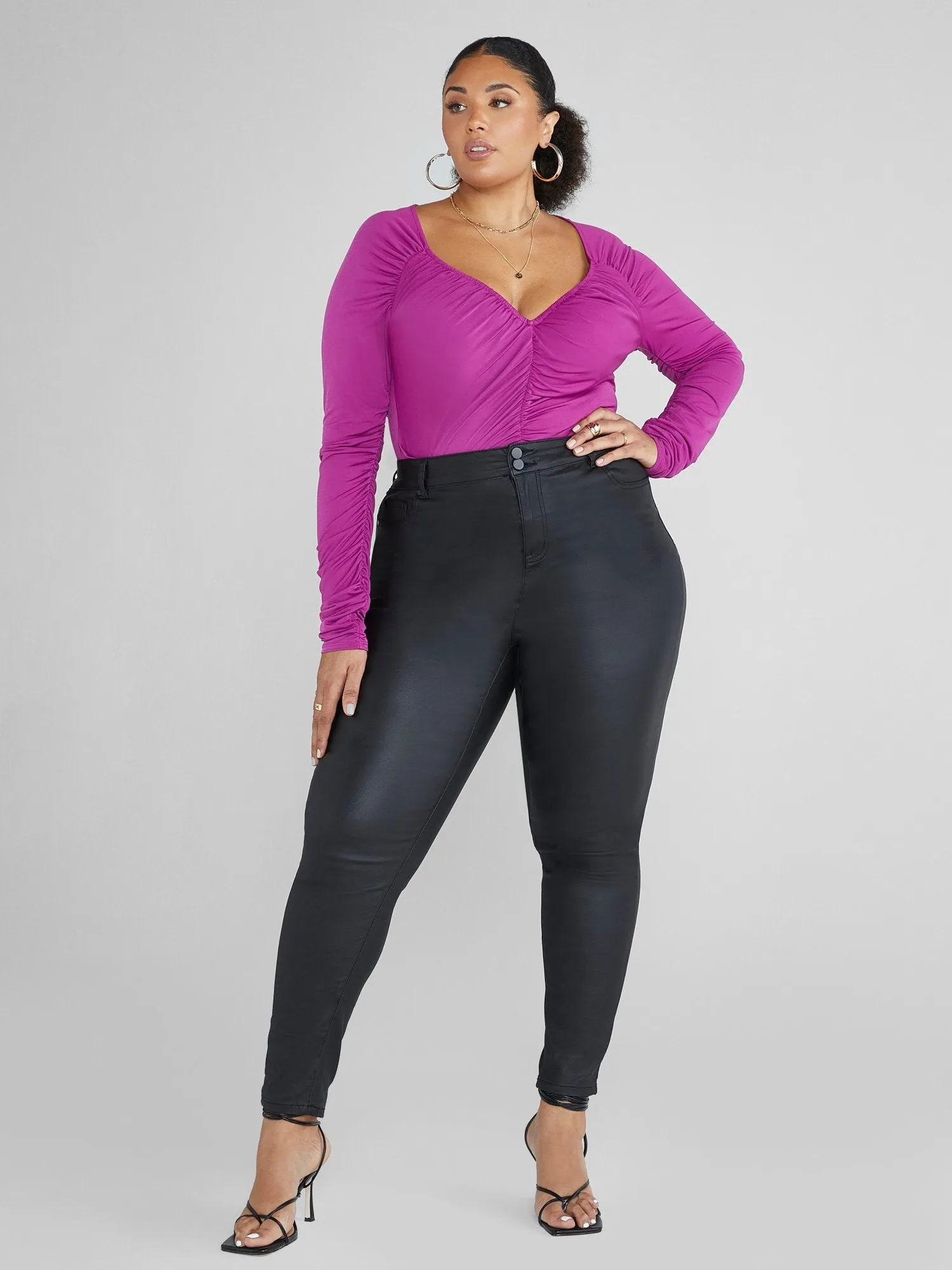Fashion To Figure - Lydia V-Neck Ruched Top