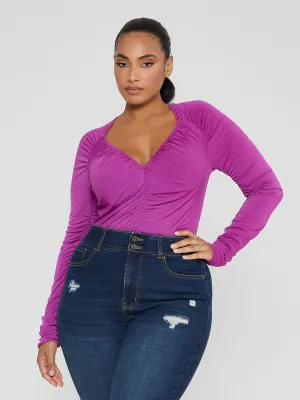 Fashion To Figure - Lydia V-Neck Ruched Top