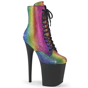 FLAMINGO-1020RS Pleaser Rainbow /Black Matte Sexy Platform Shoes (Pole Dancing Heels)