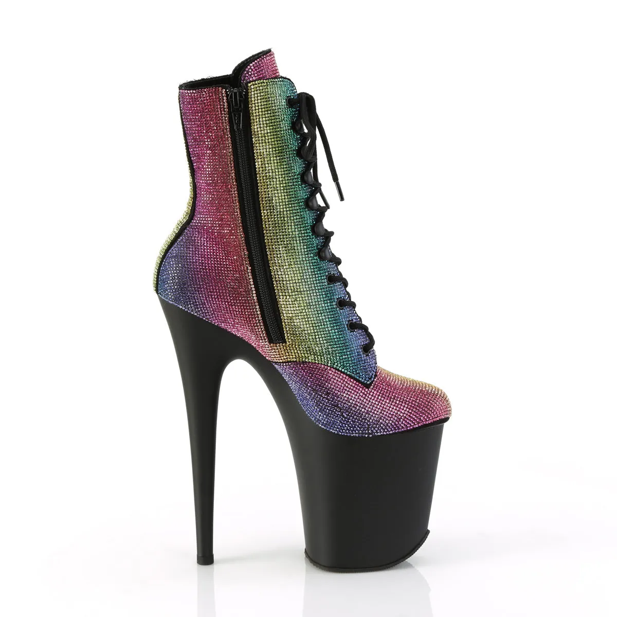 FLAMINGO-1020RS Pleaser Rainbow /Black Matte Sexy Platform Shoes (Pole Dancing Heels)