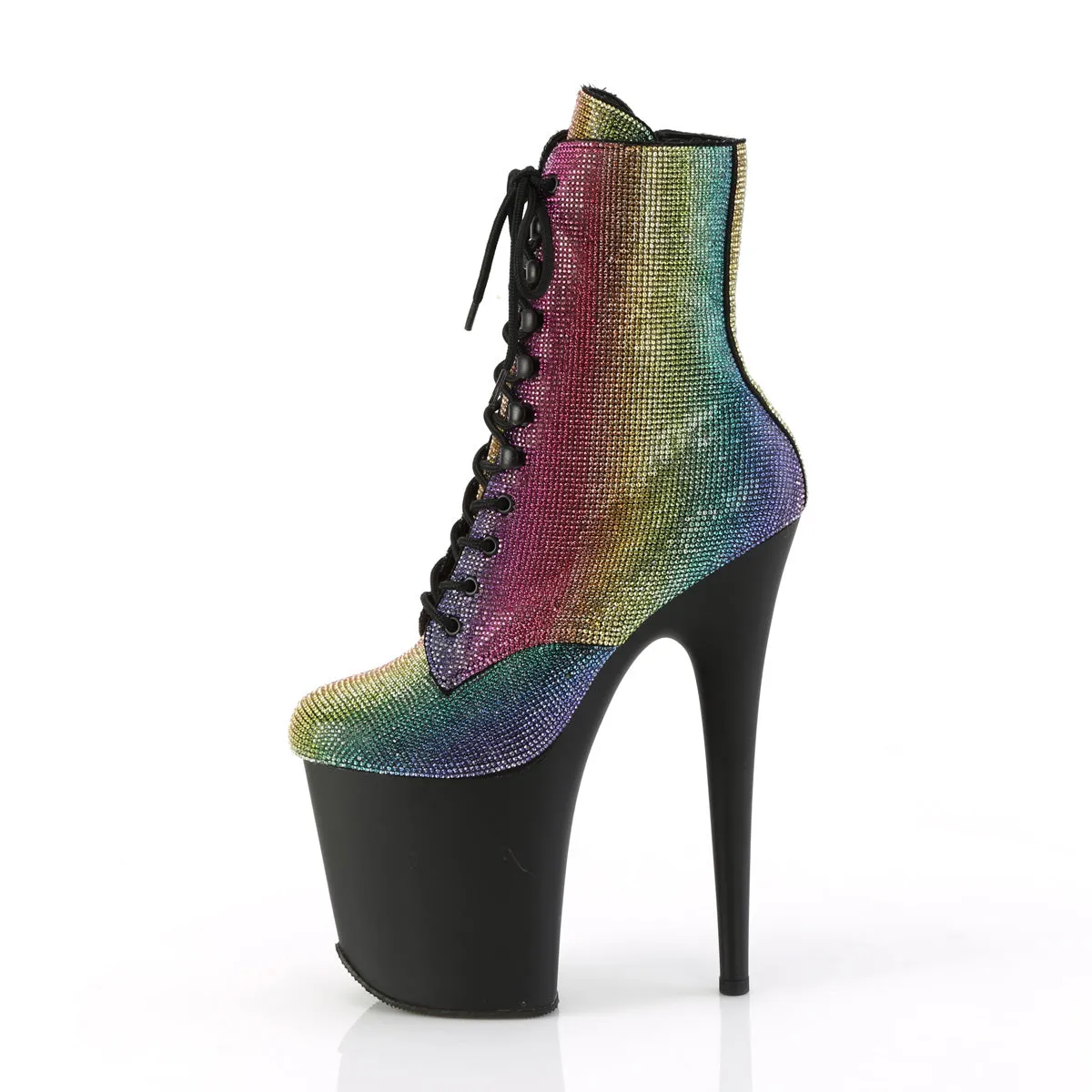 FLAMINGO-1020RS Pleaser Rainbow /Black Matte Sexy Platform Shoes (Pole Dancing Heels)