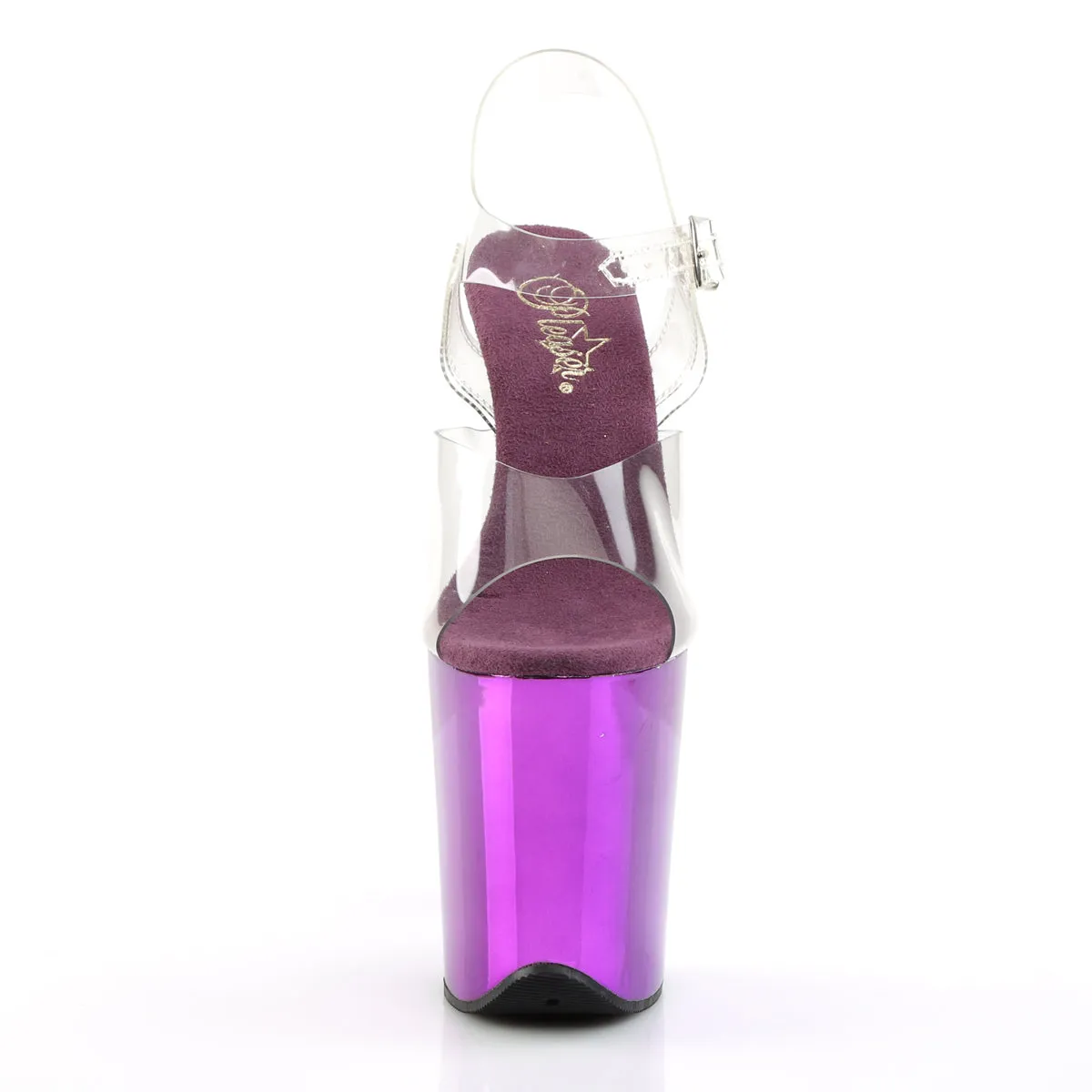 FLAMINGO-808 Pleaser Clear/Purple Chrome Sexy Platform Shoes (Pole Dancing Heels)