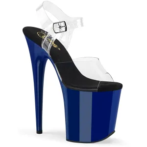 FLAMINGO-808 Pleaser Clear/Royal Blue Sexy Platform Shoes (Pole Dancing Heels)