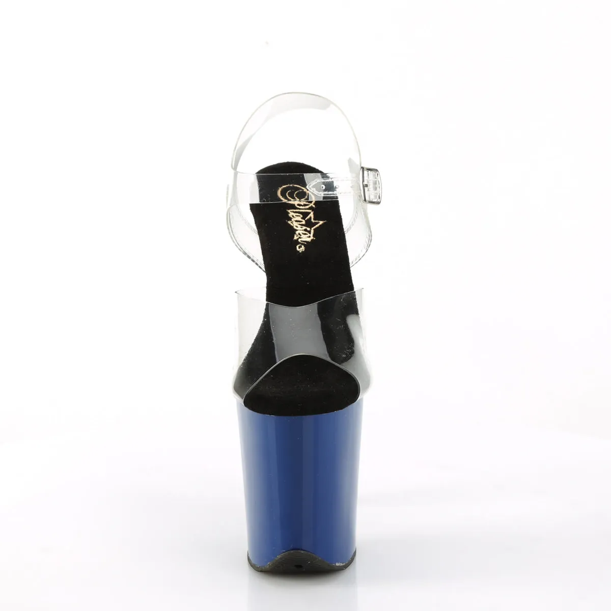 FLAMINGO-808 Pleaser Clear/Royal Blue Sexy Platform Shoes (Pole Dancing Heels)
