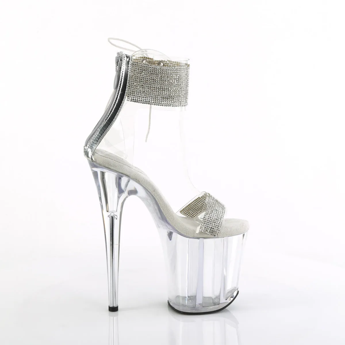 FLAMINGO-827RS Pleaser Clear/Silver Sexy Platform Shoes (Pole Dancing Heels)