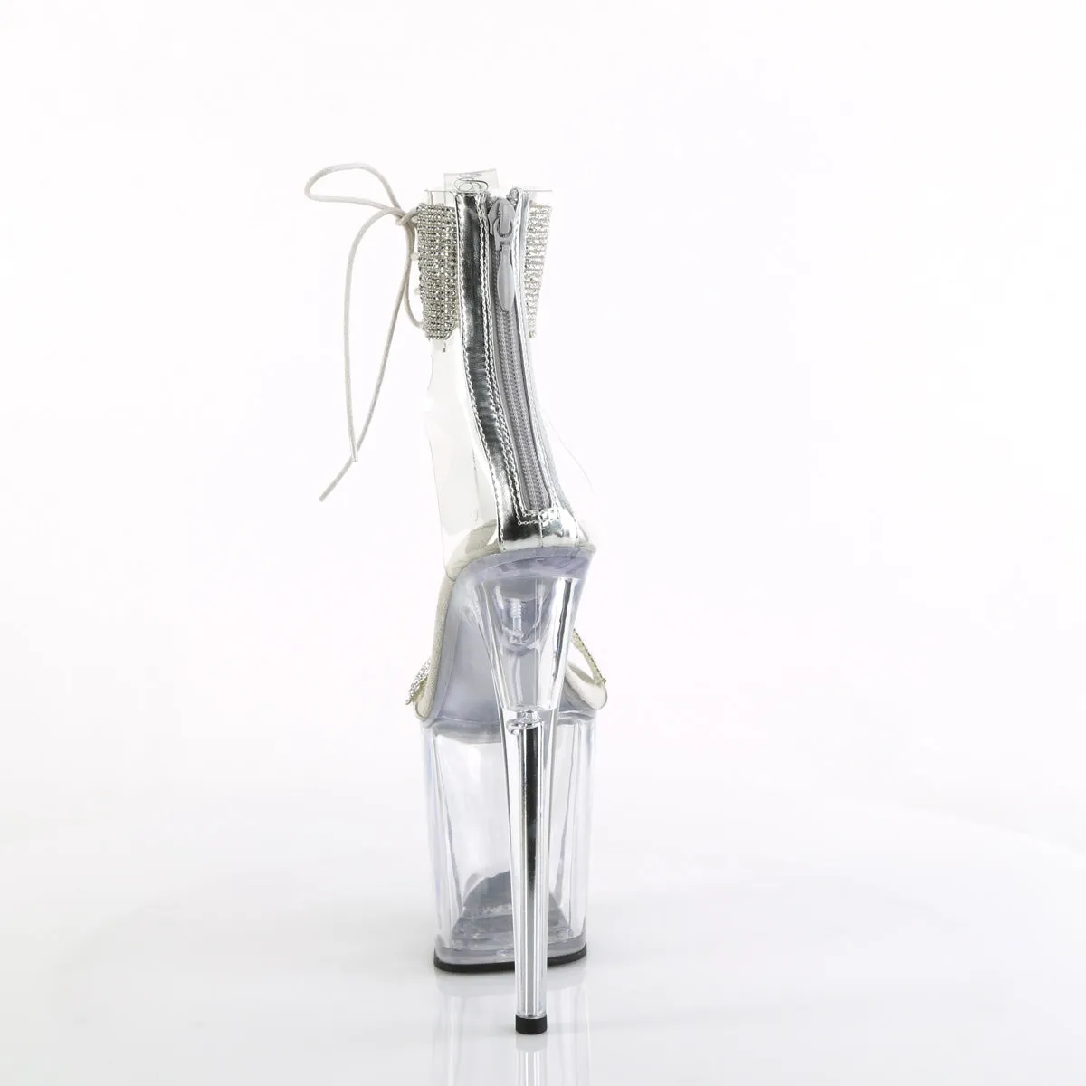 FLAMINGO-827RS Pleaser Clear/Silver Sexy Platform Shoes (Pole Dancing Heels)