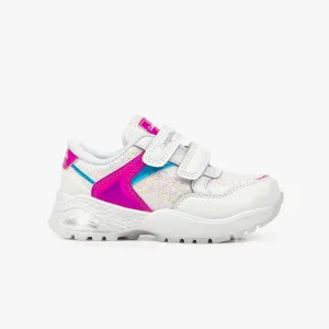 Girl's White Sneakers with Lights