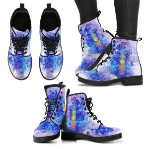 Glowing Blue Chakra Leather Boots