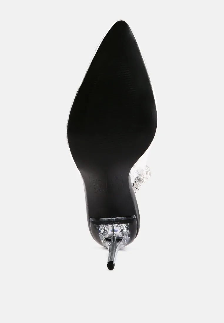 goddess heeled clear chain slingback sandals