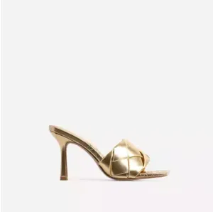GOLDEN GODDESS PEEP TOE MULES