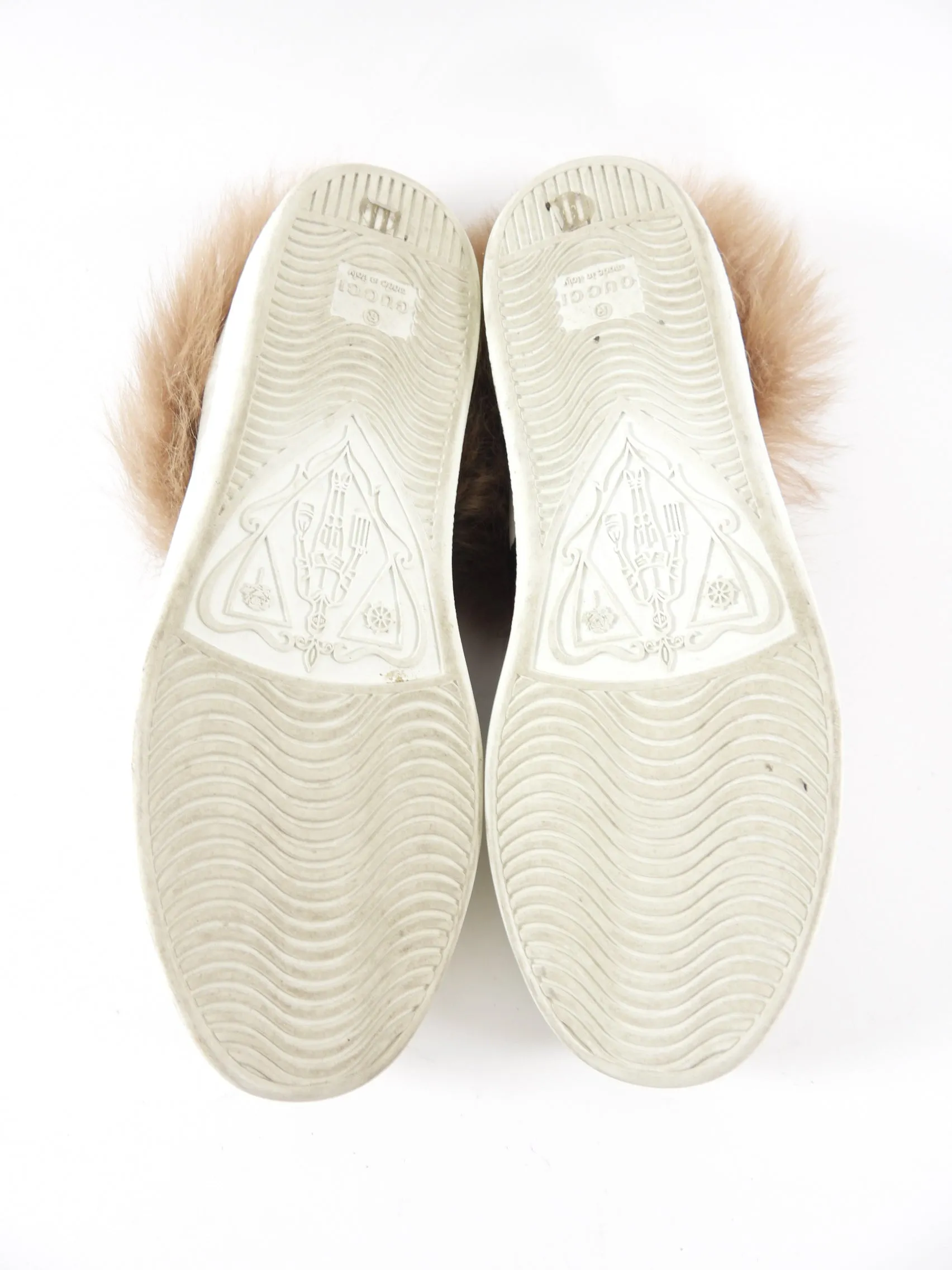 Gucci Ace Shearling Low Top  White Sneakers - 37
