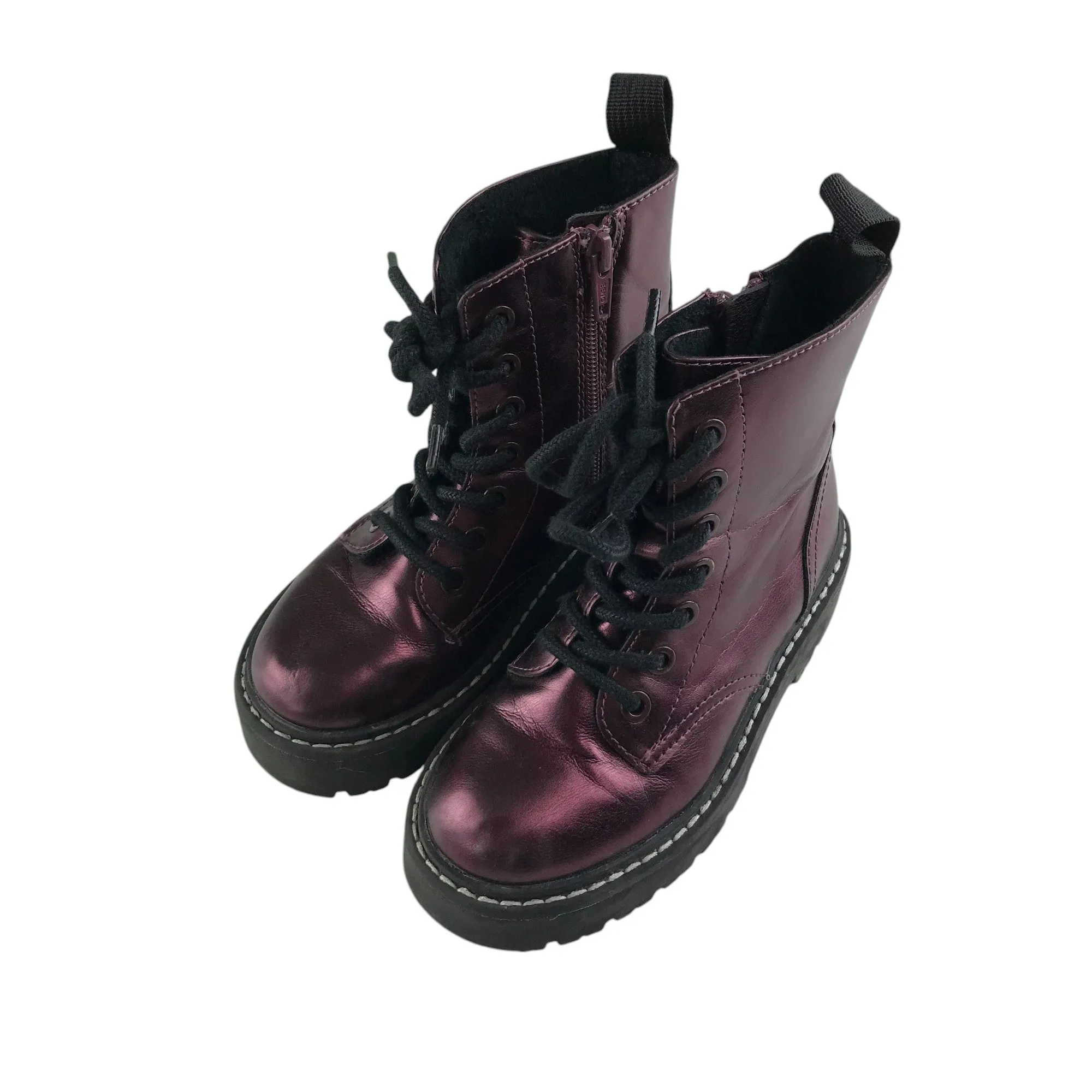 H&M boots shoe size 11 junior pink metallic ankle height