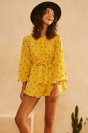 Hearts Run Wild Playsuit Mustard