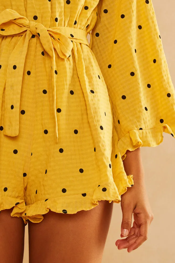Hearts Run Wild Playsuit Mustard