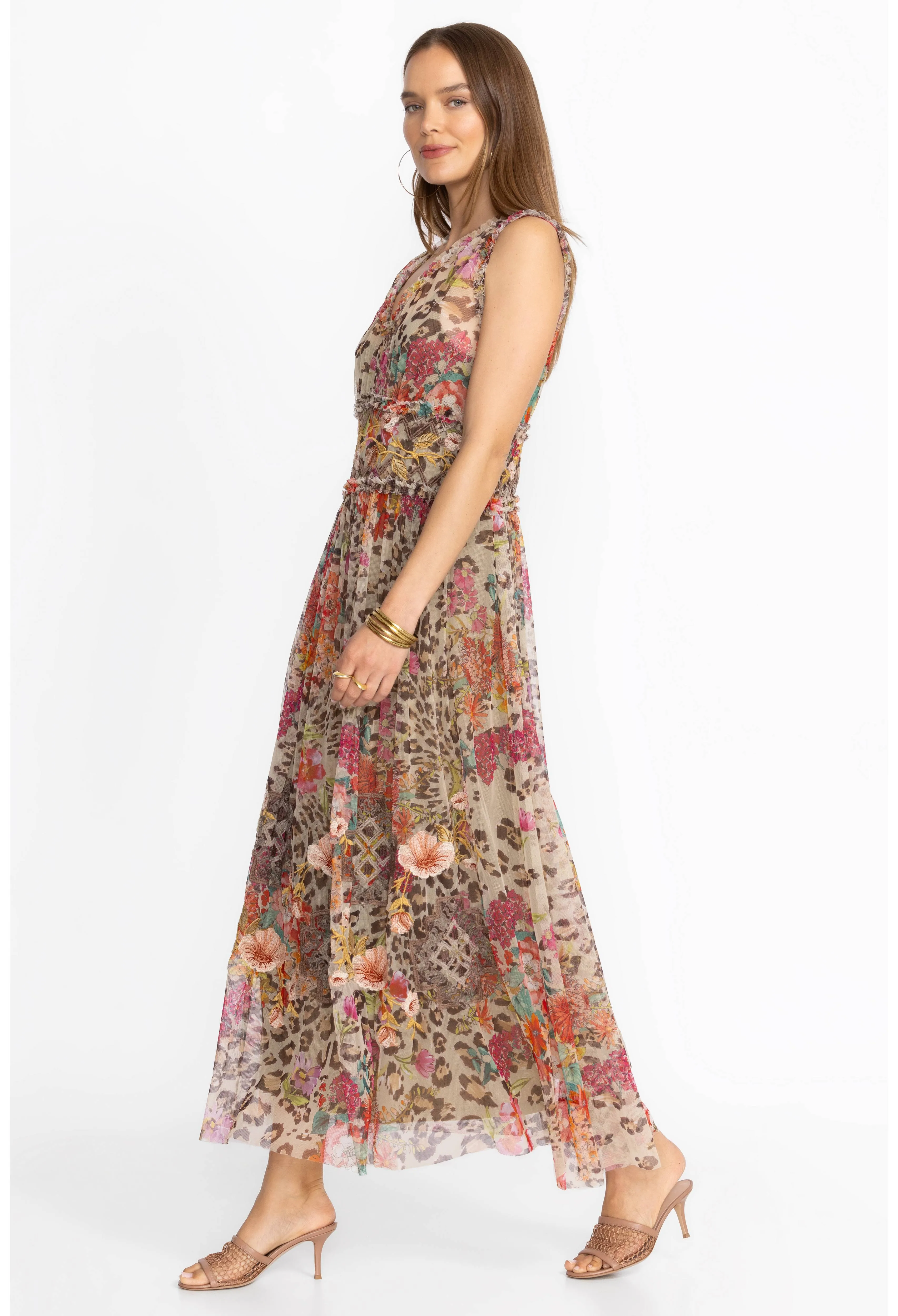 Johnny Was Mazy Boxy Shirred Dress