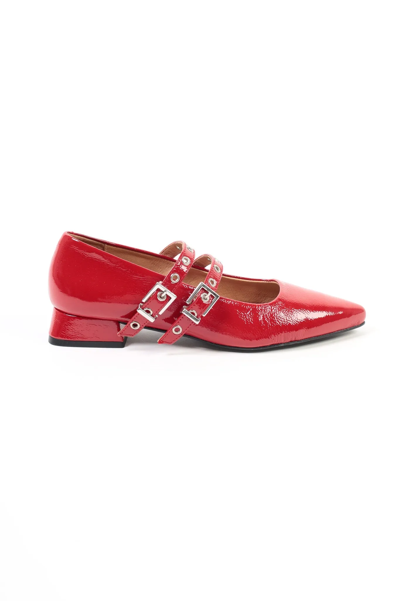 KATRINA RED - Pointed Patent Leather Mary Jane Pumps