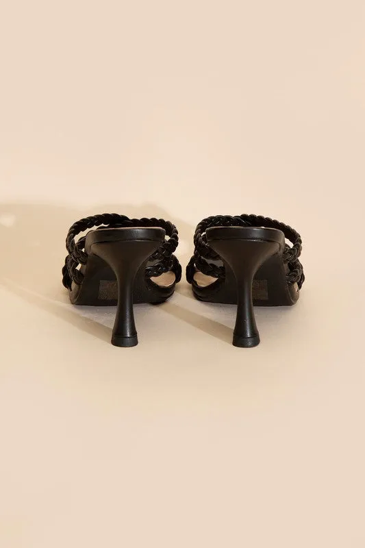 Kira Multi Braid Straps High Heel Mule Sandals