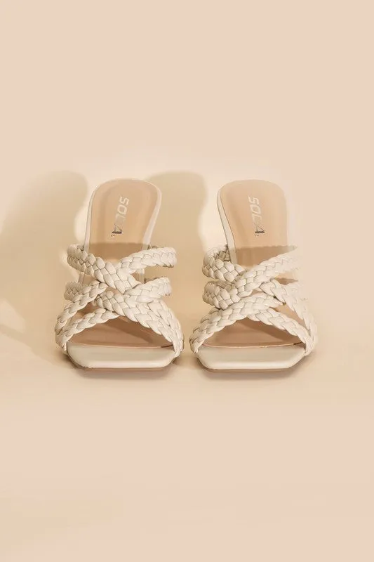 Kira Multi Braid Straps High Heel Mule Sandals
