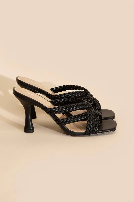 Kira Multi Braid Straps High Heel Mule Sandals