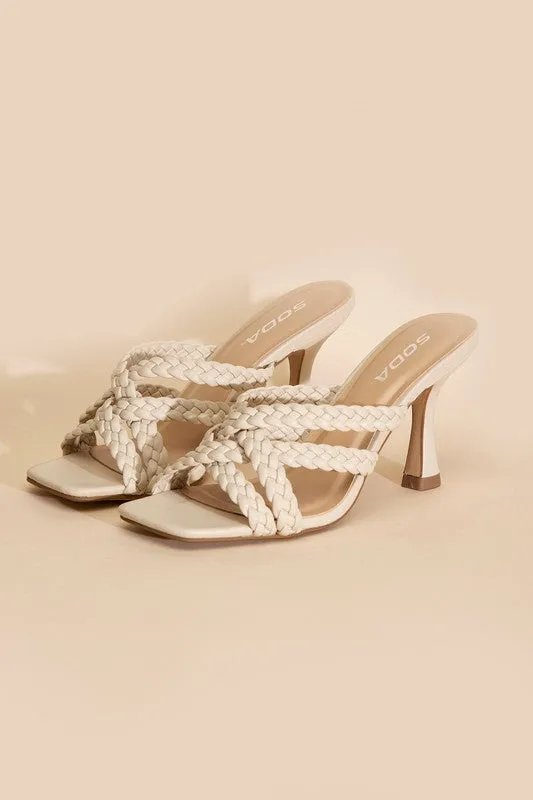 Kira Multi Braid Straps High Heel Mule Sandals