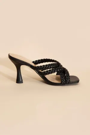 Kira Multi Braid Straps High Heel Mule Sandals