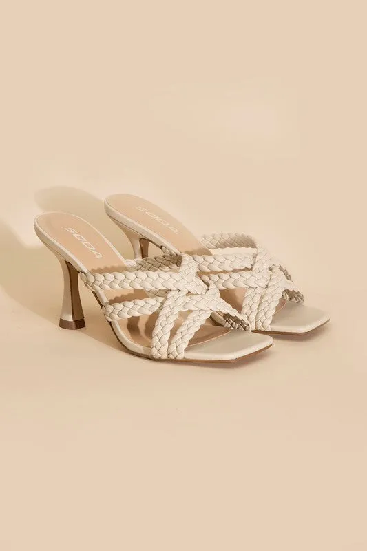 Kira Multi Braid Straps High Heel Mule Sandals