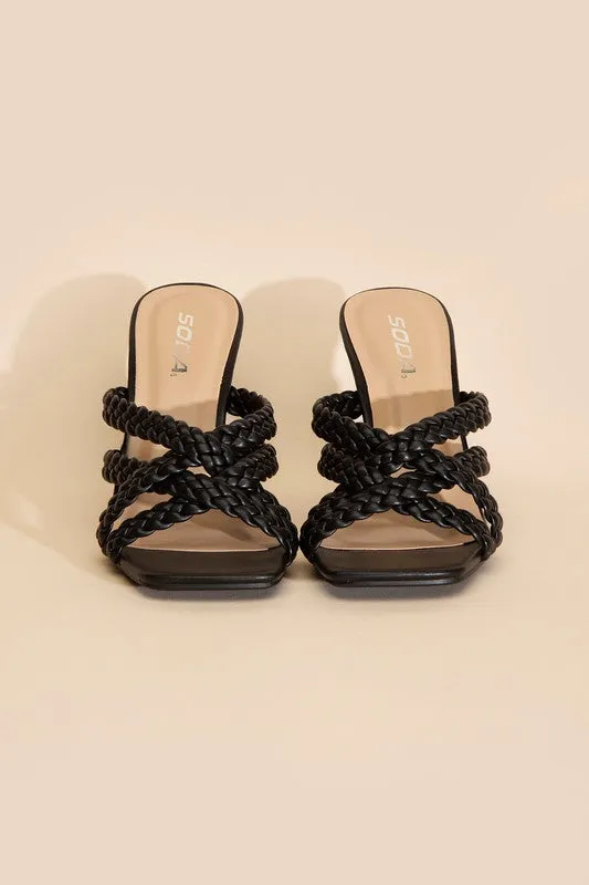 Kira Multi Braid Straps High Heel Mule Sandals