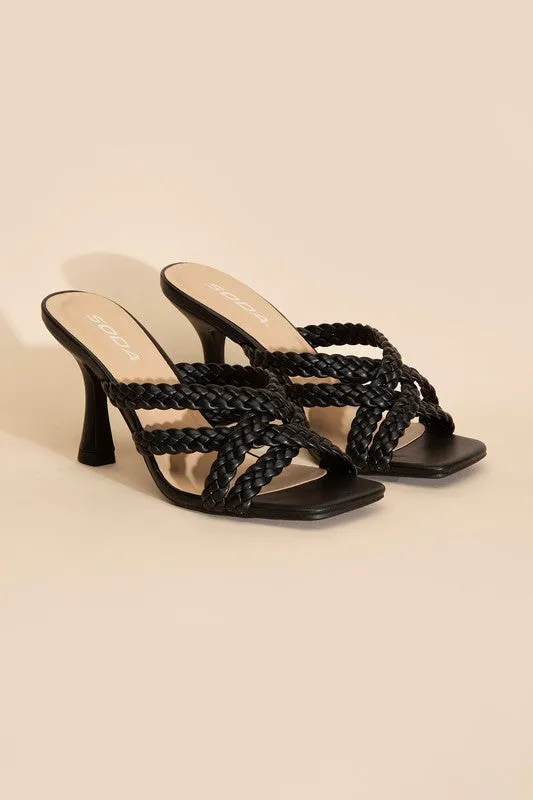 Kira Multi Braid Straps High Heel Mule Sandals