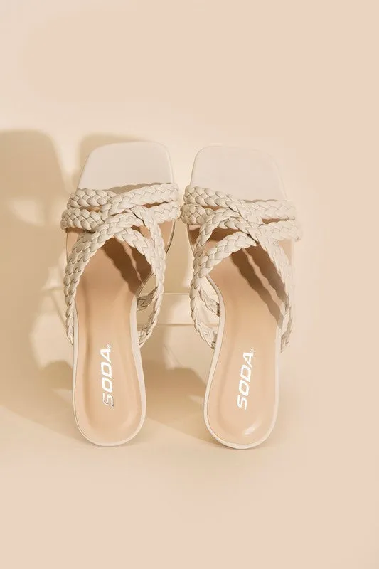 Kira Multi Braid Straps High Heel Mule Sandals
