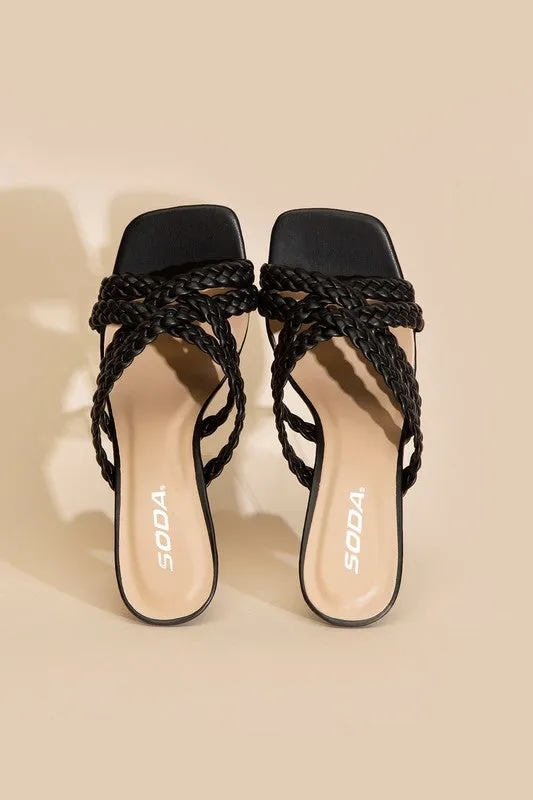 Kira Multi Braid Straps High Heel Mule Sandals