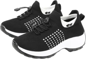 Kubbon Women Footwear Non Slip Slip on Sock Sneakers Arch Support Walking Shoes Lightweight Mesh Sneakers Antiskid Wedge Running Footwear for Plantar Fasciitis