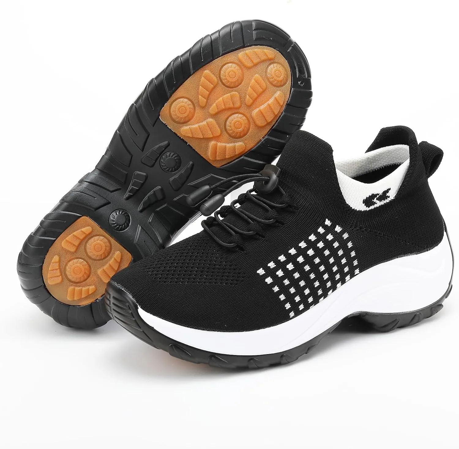 Kubbon Women Footwear Non Slip Slip on Sock Sneakers Arch Support Walking Shoes Lightweight Mesh Sneakers Antiskid Wedge Running Footwear for Plantar Fasciitis