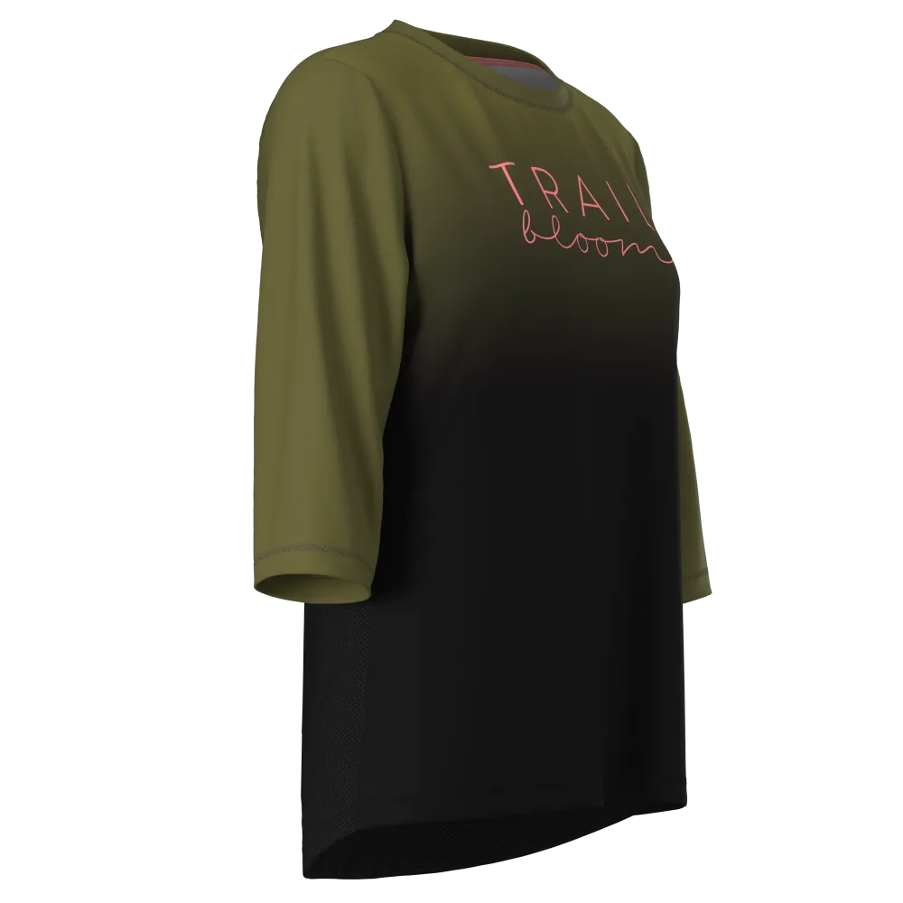 Ladies MTB Jersey - Ombre Print MTB 3/4 in Khaki