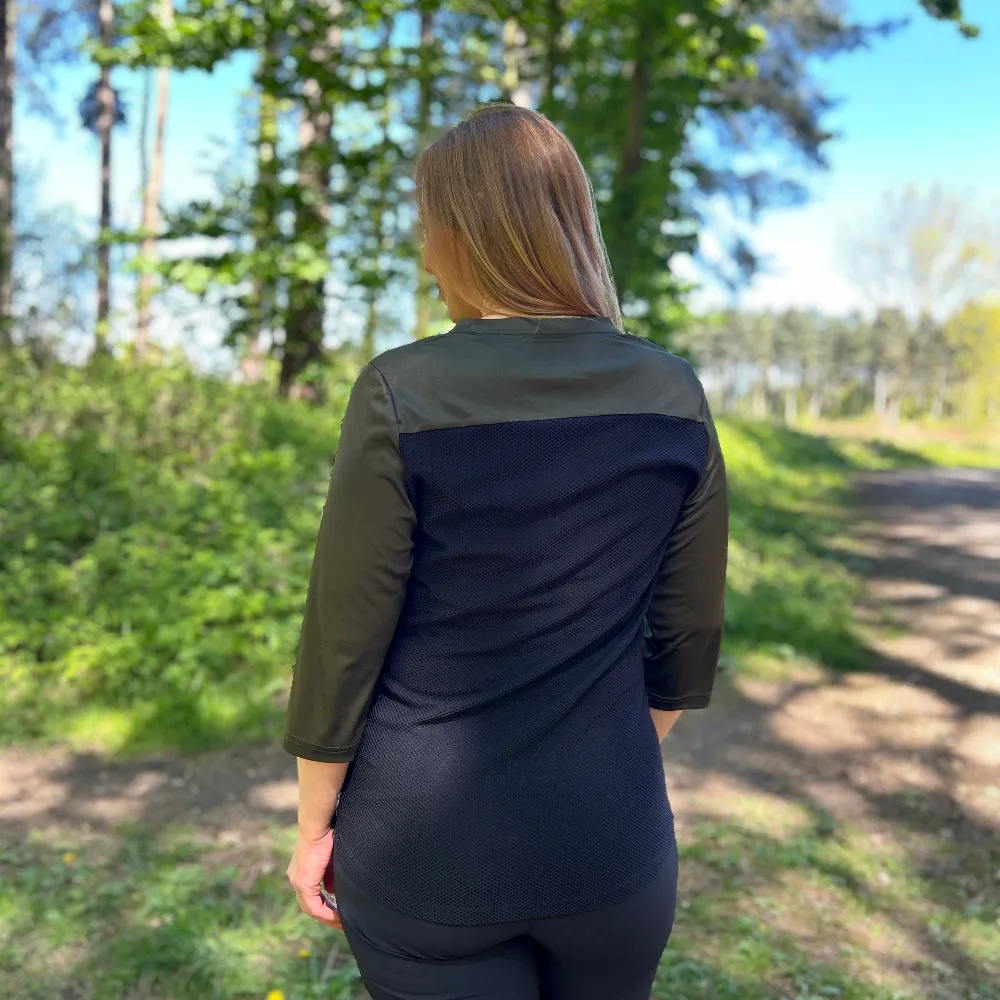 Ladies MTB Jersey - Ombre Print MTB 3/4 in Khaki