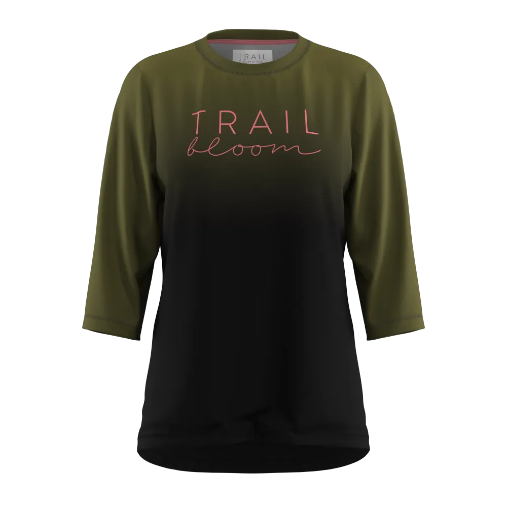 Ladies MTB Jersey - Ombre Print MTB 3/4 in Khaki