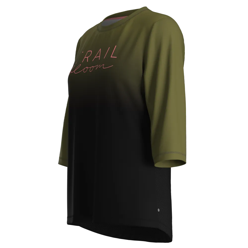 Ladies MTB Jersey - Ombre Print MTB 3/4 in Khaki