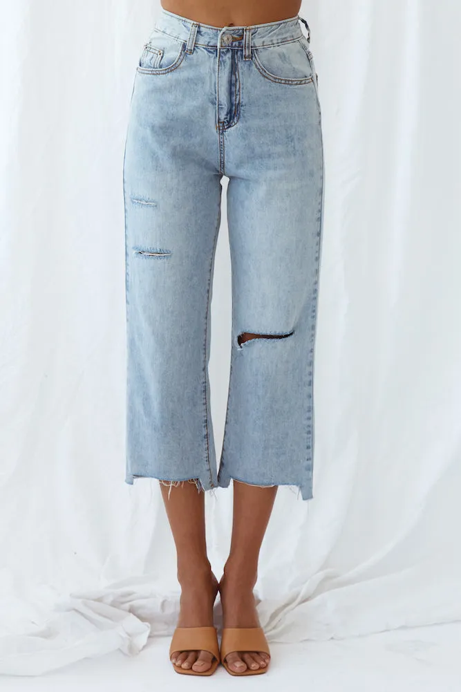 Laidback Lover Cropped Jeans Light Blue
